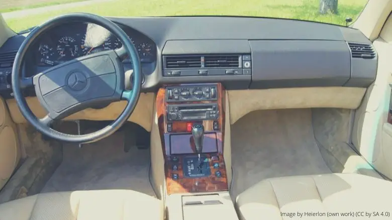 The interior of a Mercedes SL R129