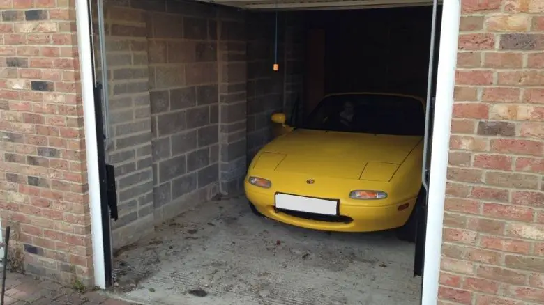 Mazda MX-5 in a garage