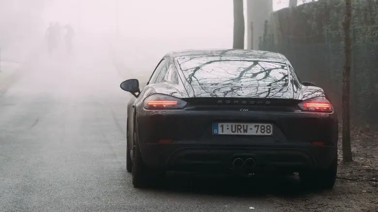 Porsche Cayman in wet conditions