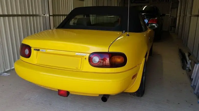 Mazda MX-5 stored with the roof up