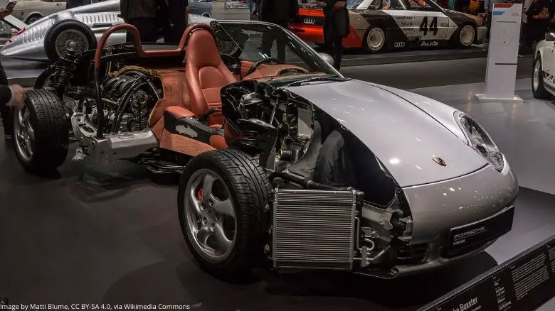 A cross section of a Porsche Boxster