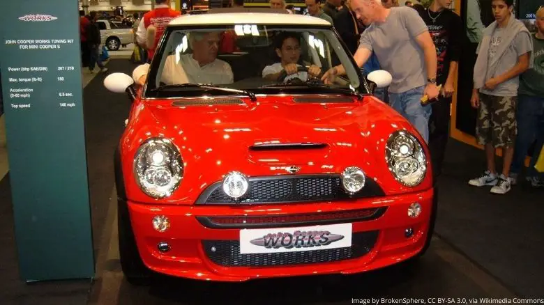 A red Mini Cooper S JCW