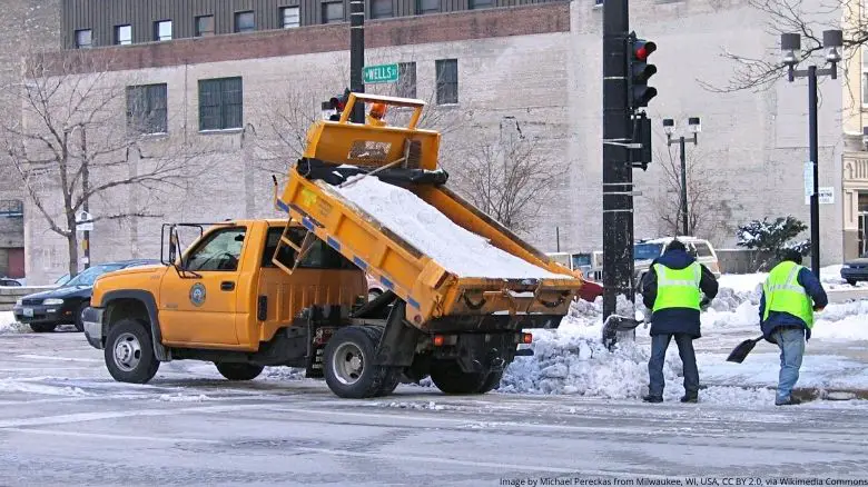 Road salt being spread