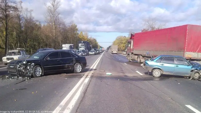 Audi A8 involved in a crash