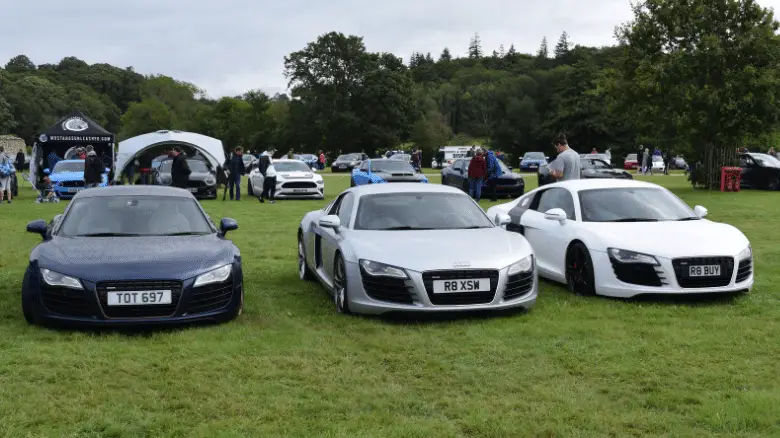 Audi R8s at a car show