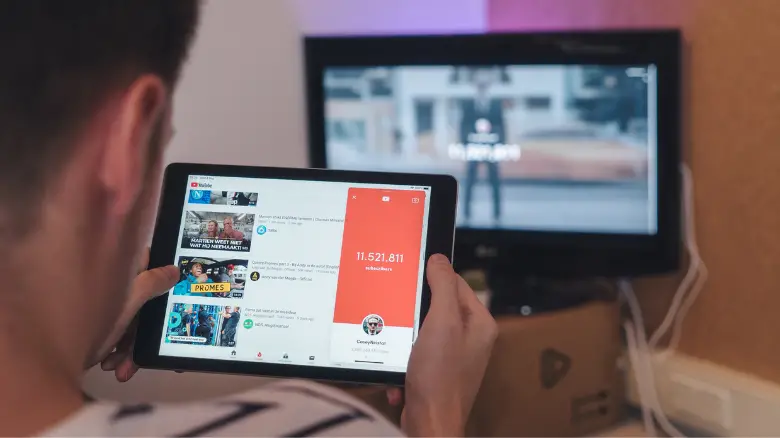 Watching YouTube on a tablet