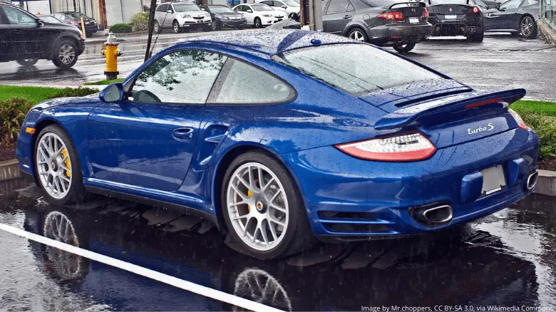 A blue Porsche 911 997 Turbo S