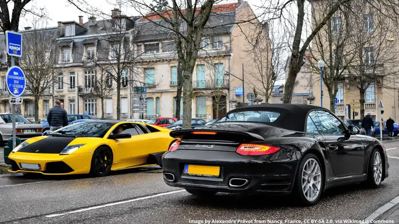 Porsche 911 997 Turbo S with a Lamborghini Murcielago LP640