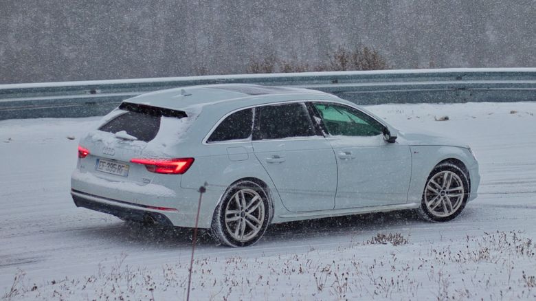 Audi sliding in snow