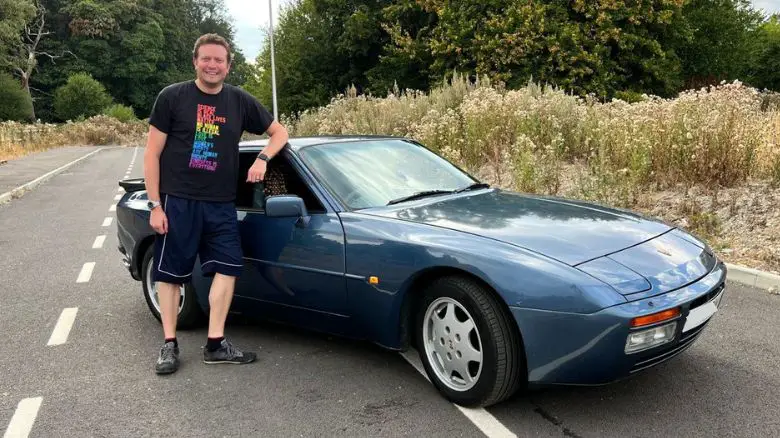 A Porsche 944 with its owner, Jonny