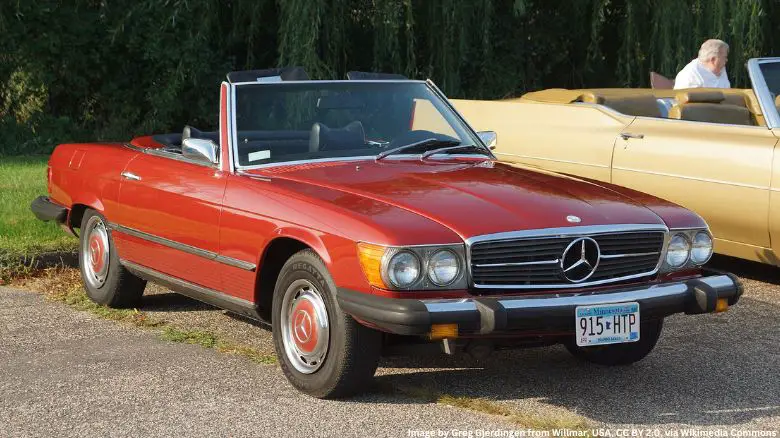 A red Mercedes 450SL