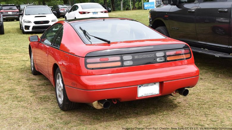 A red Nissan 300ZX