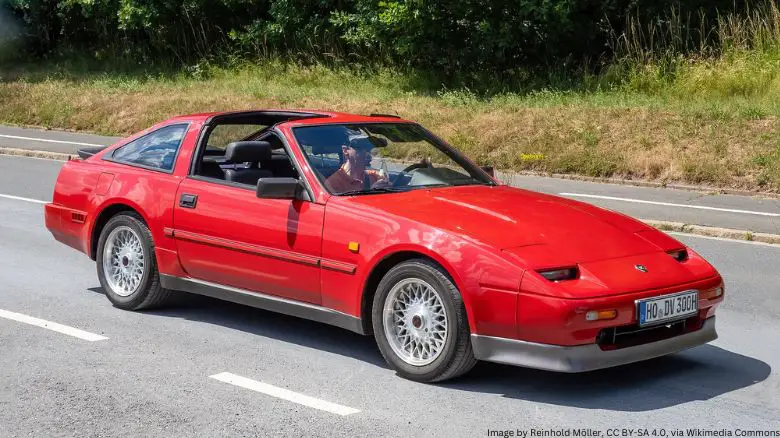 A red Nissan 300ZX