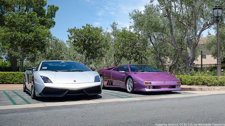 A Lamborghini Gallardo and Diablo