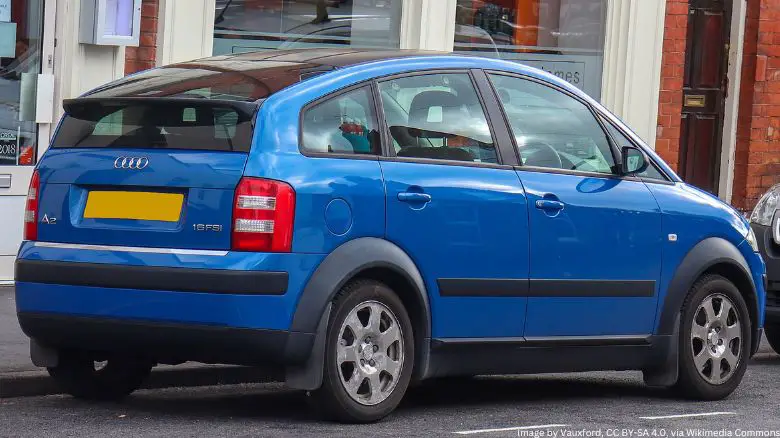 A blue Audi A2