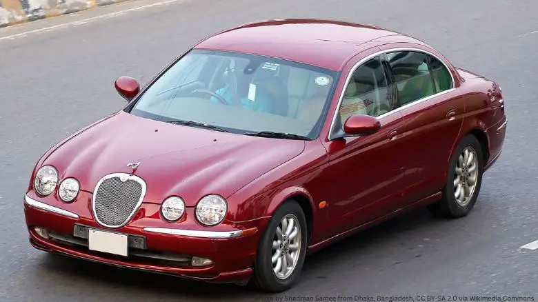 A red Jaguar S-Type