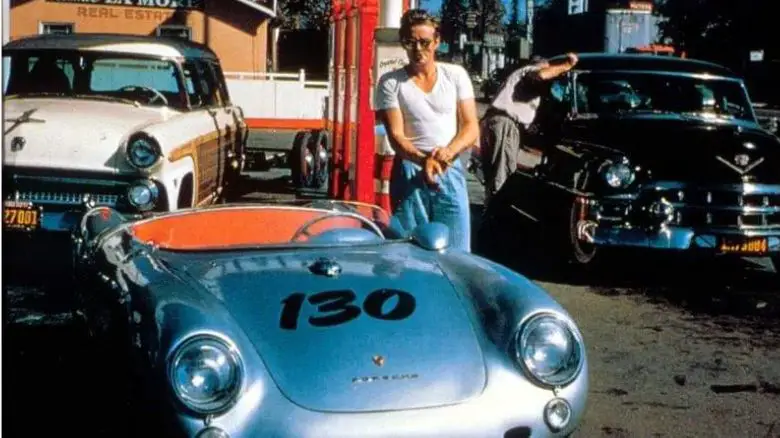 James Dean with his Porsche 550